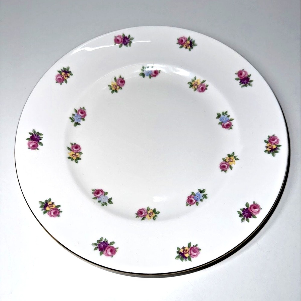 Crown Staffordshire England Multicolored Petite Flower Fine Bone China‎ 8" - HTF